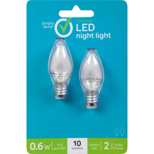 Simply Done Light Bulb, Night Light LED, 0.6 Watts