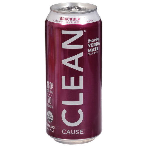 Clean Cause Yerba Mate Beverage, Sparkling, Blackberry