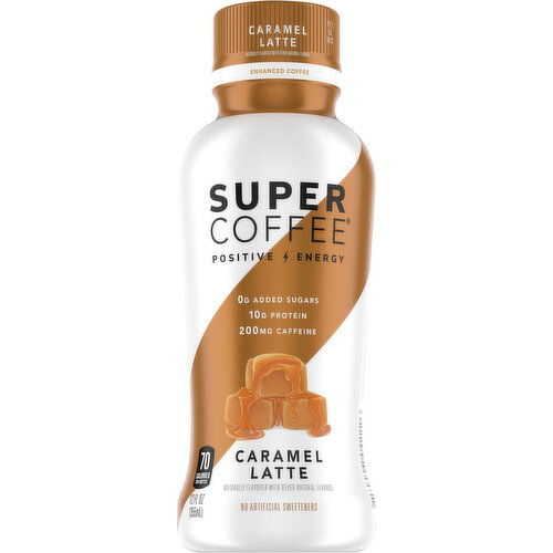 Super Coffee Enhanced Coffee, Enhanced, Caramel Latte, Positive Energy