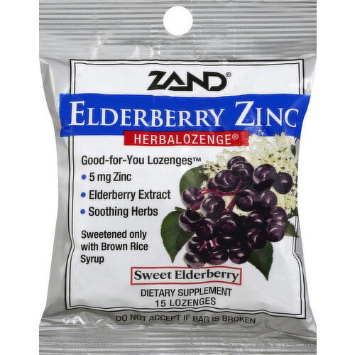 Zand Lozenges, Elderberry Zinc, Black Elderberry Flavor