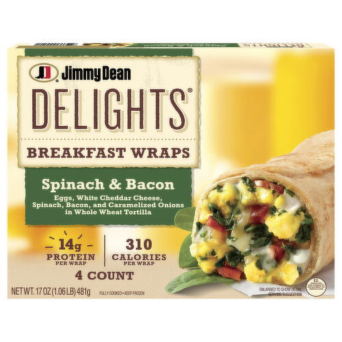 Jimmy Dean Breakfast Wraps, Spinach & Bacon