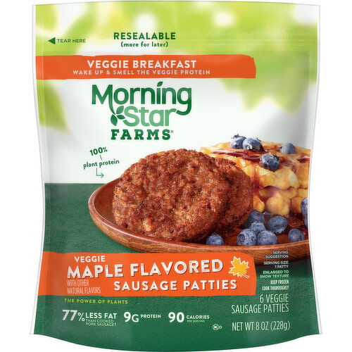 MorningStar Farms Sausage Patties, Veggie, Maple Flavored