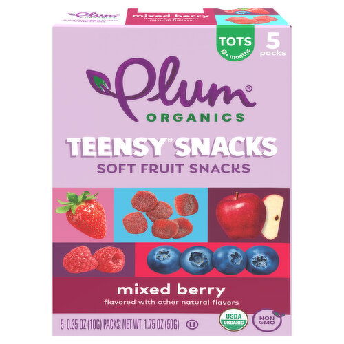 Plum Organics® Teensy® Snacks Mixed Berry Soft Fruit Snacks .35oz Pouch/5-Count Box