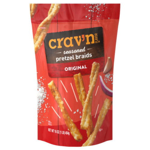 Crav'n Flavor Pretzel Braids, Original, Seasoned