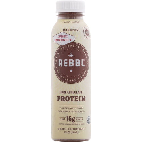 Rebbl Plant- Powered Elixir, Organic, Dark Chocolate, Protein