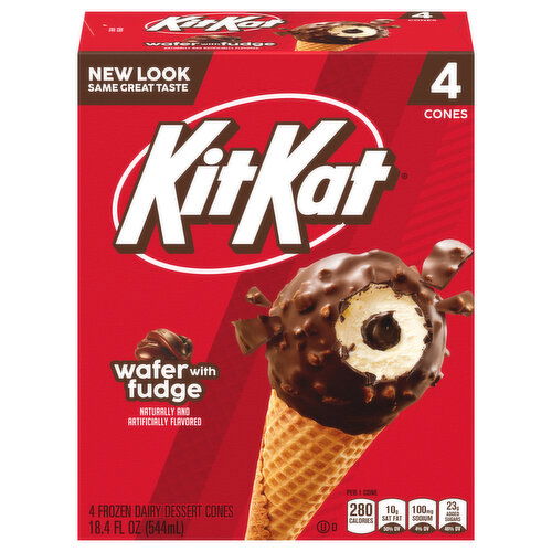 Kit Kat Wafer with Fudge Frozen Dairy Dessert Cones - 4 Each