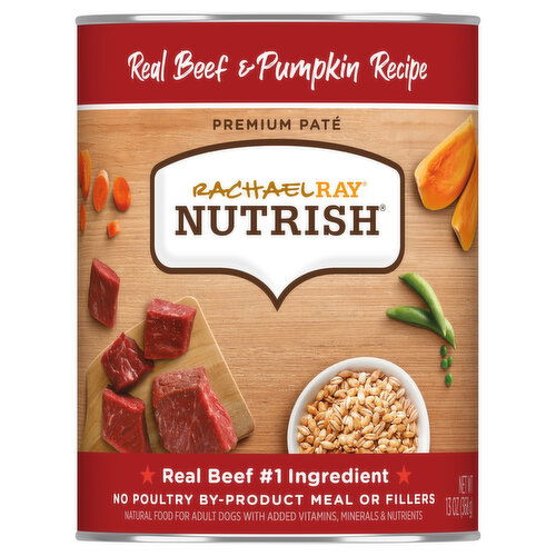 Rachael Ray Nutrish Food for Dogs, Real Beef & Pumpkin Recipe, Premium Pate