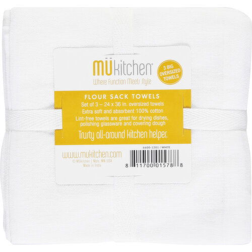 MUkitchen Sack Towels, Flour, White