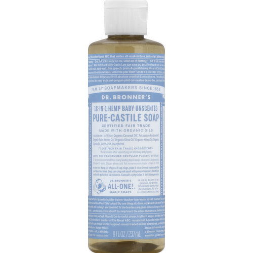 Dr. Bronner's Castile Soap, Pure, 18-In-1 Hemp, Baby, Unscented