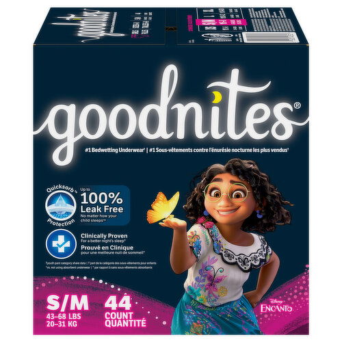 GoodNites Underwear, Girls, Disney Encanto, Small/Medium (43-68 lbs)