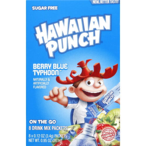 Hawaiian Punch Drink Mix Packets, Sugar Free, Berry Blue Typhoon, On The Go