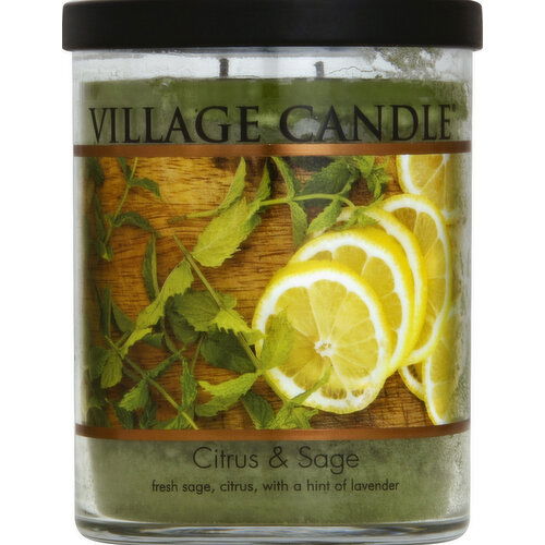 Village Candle Candle, Citrus & Sage, Glass Cylinder