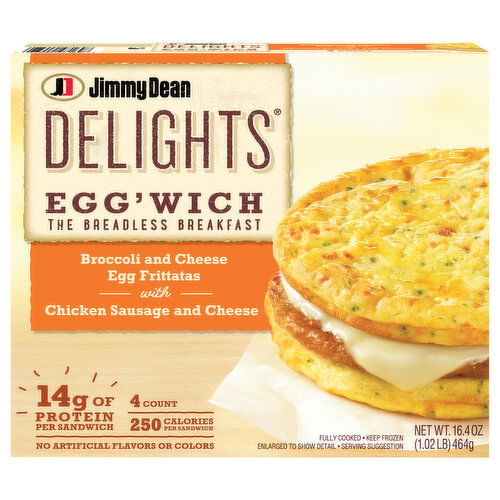 Jimmy Dean Broccoli and Cheese Egg Frittatas with Chicken Sausage and Cheese Egg'wich - 4 Each