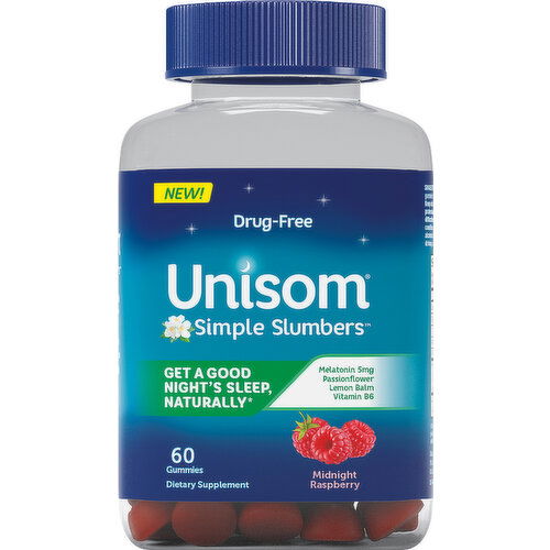 Unisom Melatonin, Drug-Free, 5 mg, Midnight Raspberry, Gummies