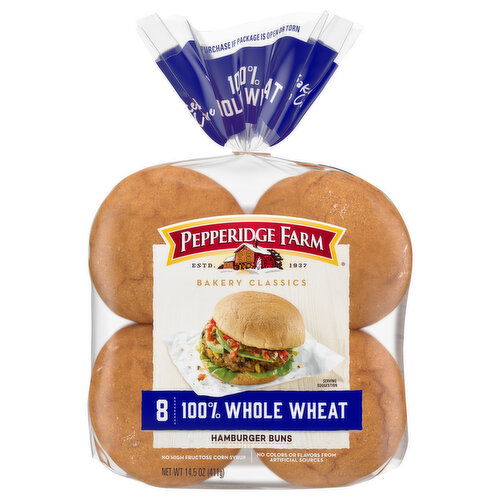 Pepperidge Farm Hamburger Buns, 100% Whole Wheat