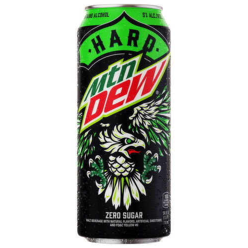Mtn Dew Malt Beverage, Zero Sugar, Hard, Original - 24 Fluid Ounce