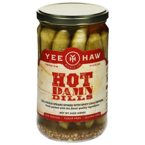 Yee-Haw Pickle Co. Pickles, Hot Damn Dills, Premium