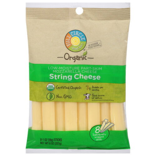 Full Circle Market String Cheese, Part-Skim, Mozzarella, Low-Moisture