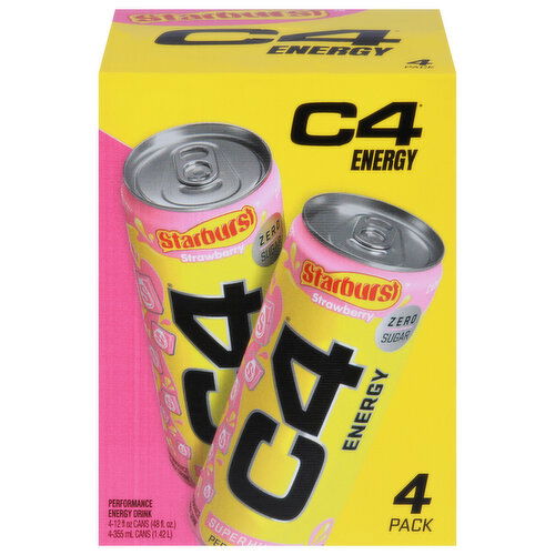 C4 Energy Drink, Performance, Zero Sugar, Starburst Strawberry