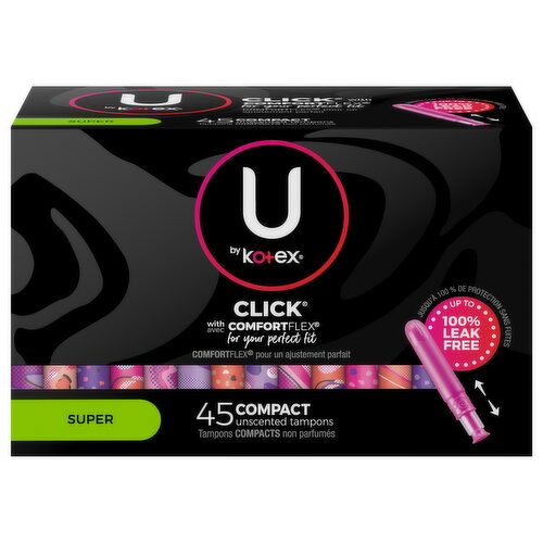 U by Kotex Tampons, Compact, Super, Unscented