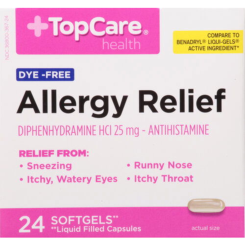 TopCare Allergy Relief, 25 mg, Softgels