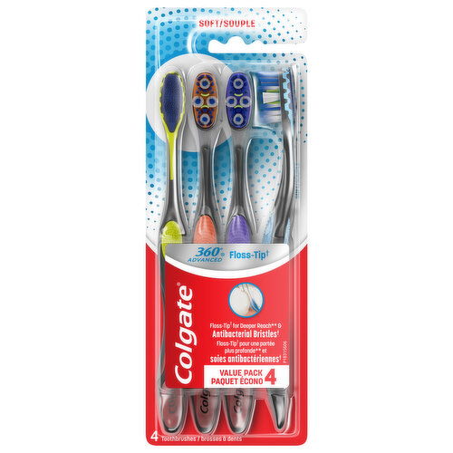 Colgate Adult Manual Floss Tip Toothbrush, Soft