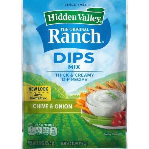 Hidden Valley Dips Mix, Chive & Onion. Thick & Creamy