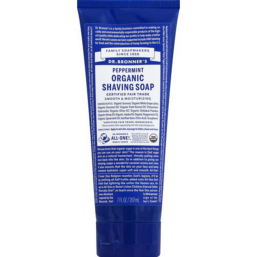 Dr. Bronner's Shaving Soap, Organic, Peppermint