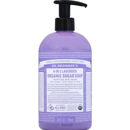 Dr. Bronner's Pump Soap, Organic, 4-In-1 Sugar Lavender