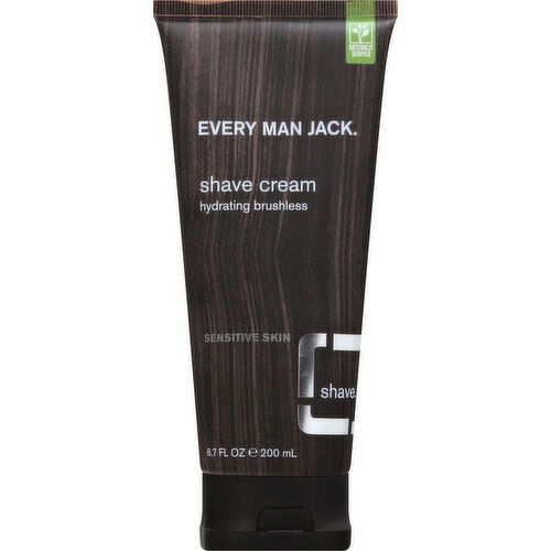 Every Man Jack Shave Cream, Hydrating Brushless, Sensitive Skin