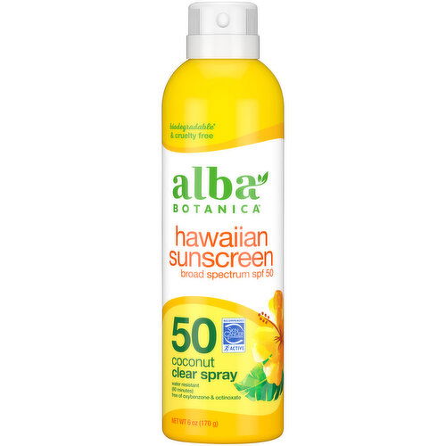 Alba Botanica Coconut Broad Spectrum SPF 50 Hawaiian Sunscreen Clear Spray