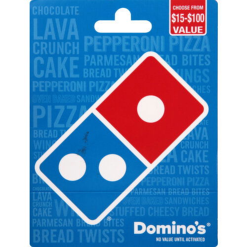 Dominos Gift Card, $15-$100