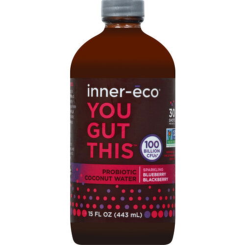 Inner Eco Probiotic Coconut Water, Sparkling Blueberry Blackberry - 15 Ounce
