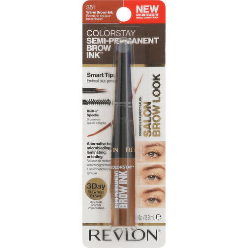 Revlon Brow Ink, Semi-Permanent, Warm Brown Ink 351 - 0.09 Fluid Ounce