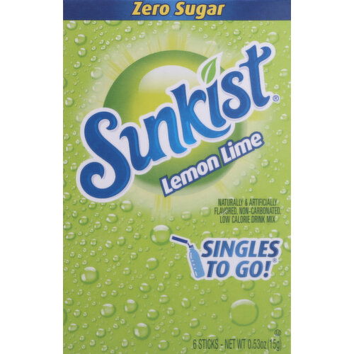 Sunkist Drink Mix, Zero Sugar, Lemon Lime