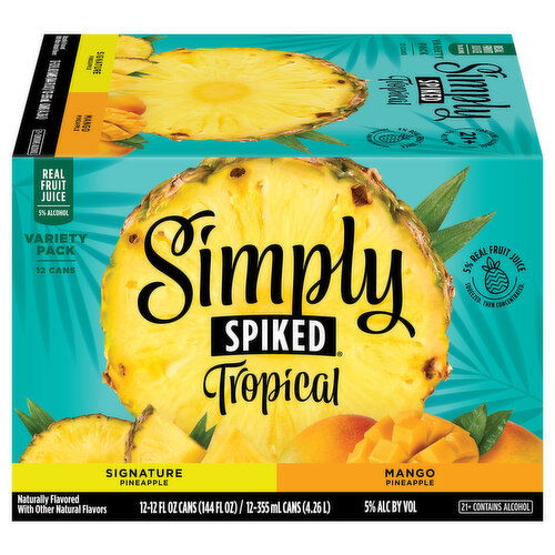Simply Spiked Beer, Tropical, Signature Pineapple/Mango Pineapple, Variety Pack - 12 Each