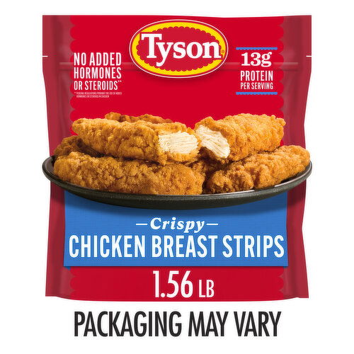 Tyson Frozen Crispy Chicken Breast Strips, 1.56 lb Bag