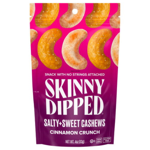 SkinnyDipped Cashews, Salty+Sweet, Cinnamon Crunch