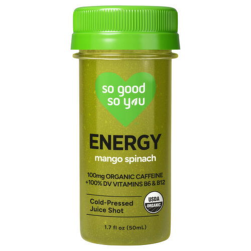 So Good So You Cold-Pressed Mango Spinach Juice Shot - 1.7 Fluid Ounce