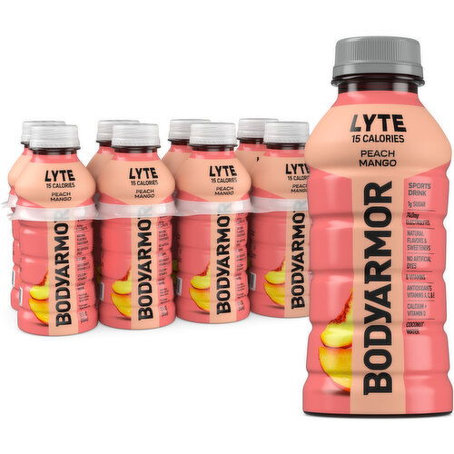 BODYARMOR Lyte Peach Mango Electrolyte Sports Drink - 12 Fluid Ounce