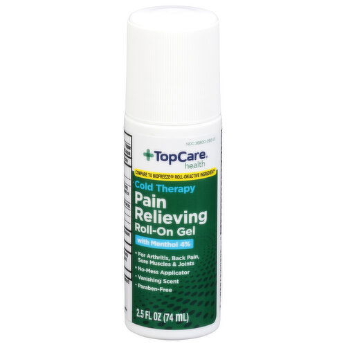 TopCare Pain Relieving, with Menthol 4%, Cold Therapy, Roll-On Gel