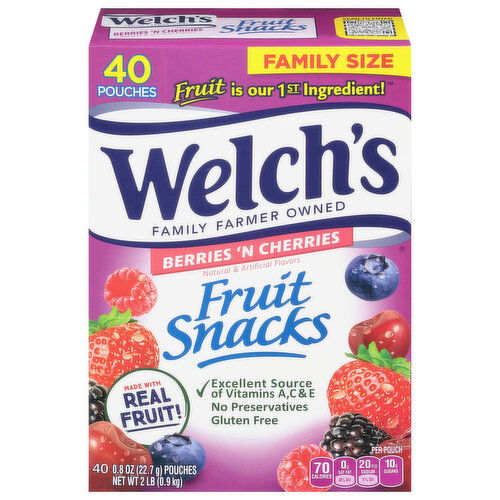 Welch's Fruit Snacks, Berries 'n Cherries, Family Size