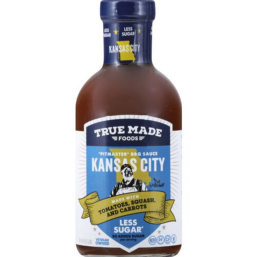 True Made Foods BBQ Sauce, Less Sugar, Kansas City