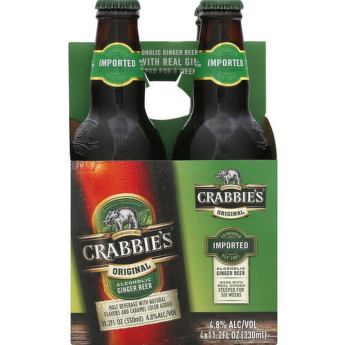 Crabbies Ginger Beer, Alcoholic, Original - 4 Each