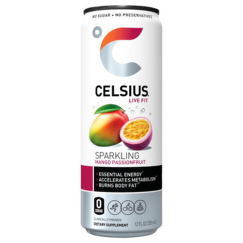 Celsius Energy Drink, Mango Passionfruit, Sparkling