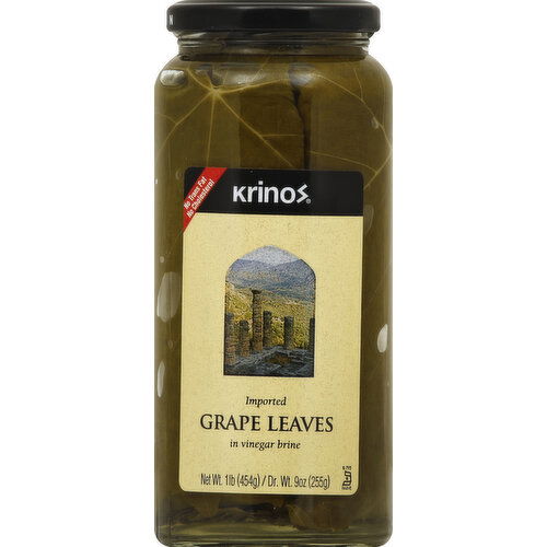 Krinos Grape Leaves, Imported, in Vinegar Brine