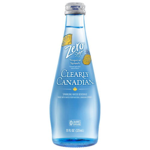 Clearly Canadian Sparkling Water Beverage, Zero Sugar, Tropical Splash - 11 Fluid Ounce