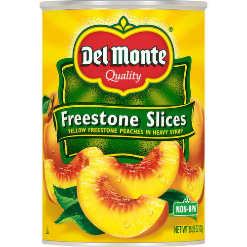 Del Monte Peaches, Freestone Slices, Yellow In Heavy Syrup