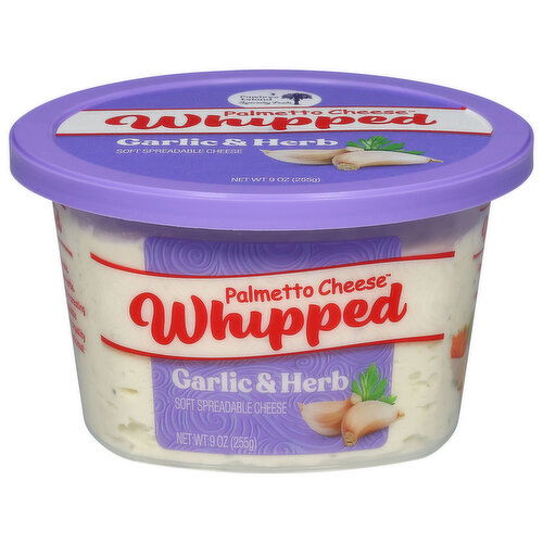 Palmetto Cheese Cheese, Spreadable, Soft, Garlic & Herb, Whipped - 9 Ounce