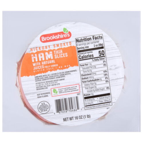 Brookshire's Ham, Thin Slices, Hickory Smoked